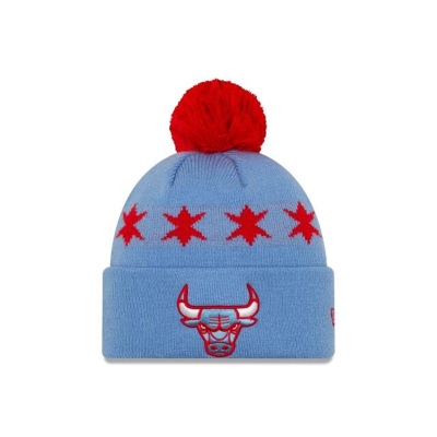 Chicago Bulls Gorra | New Era 2019 NBA Authentics City Series Pom Knit Beanie Mexico - Azules
